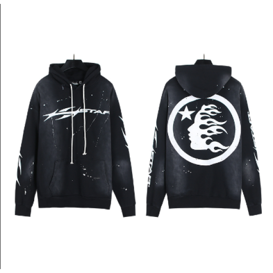 Hellstar Distressed Terry Cloth High Street Retro Hooded Sweatshirt
